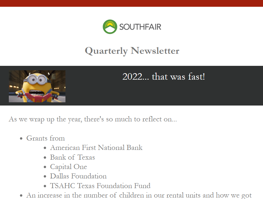 3rd Quarter 2022 Southfair CDC Newsletter